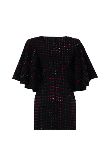 MARIAN Stone Printed Cape Black Mini Dress