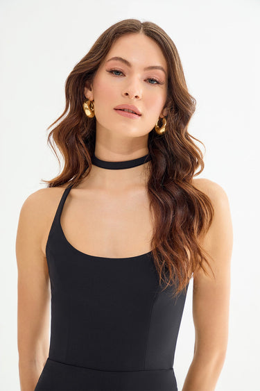 VALETTA Halter Neck Mini Black Dress