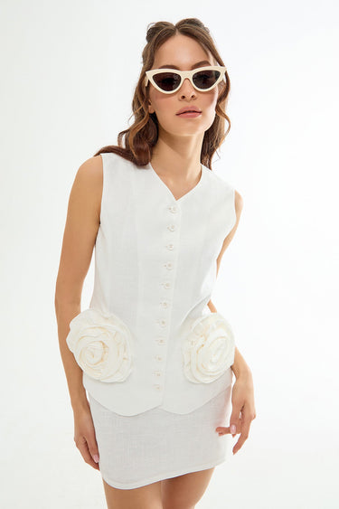 NOLITA Linen Mini White Skirt